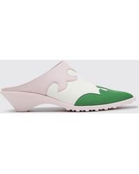 Camper - Anita Smooth Calfskin Mules With Low Flared Heel - Lyst