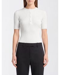 Courreges - Courr&Egrave	Ges Slim Fit Short-Sleeved Knit Top With A Buttoned Neckline - Lyst