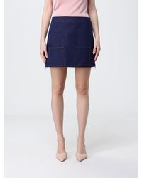 Fendi - Cotton Denim Mini Skirt - Lyst
