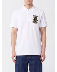 Moschino - Short-Sleeved Cotton Polo With Teddy Bear Print - Lyst