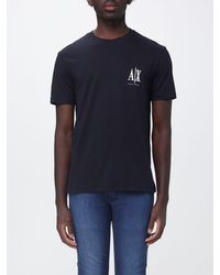 ARMANI EXCHANGE - Cotton Crew Neck T-Shirt With Embroidered Logo - Lyst