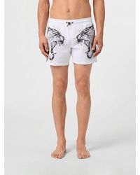 Philipp Plein - Polyester Swim Shorts With Graphic Print And Drawstring Waist - Lyst