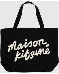 Maison Kitsuné - Maison Kitsun&Eacute Large Cotton Canvas Tote Bag With Contrast Logo - Lyst