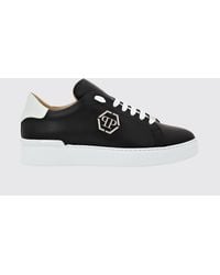 Philipp Plein - Low-Top Smooth Leather Sneakers With Hexagon Logo Patch - Lyst