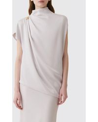 Fabiana Filippi - Draped High-Neck Blouse With An Asymmetric Hem - Lyst