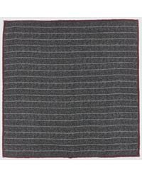 Brunello Cucinelli - Striped Pure Silk Pocket Square With Logo - Lyst