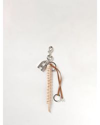 Hogan - Braided Leather Keychain With Tassels And Snap Hook - Lyst