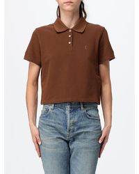 Saint Laurent - Cotton Polo Shirt With Embroidered Ysl Monogram - Lyst