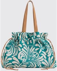 Twinset - Cotton Canvas Tote Bag With Floral Print - Lyst