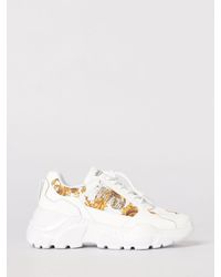 Versace Jeans Couture - Leather Sneakers With Baroque Print - Lyst