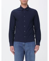 K-Way - Slim Fit Long-Sleeved Stretch-Cotton Shirt With Italian Collar - Lyst
