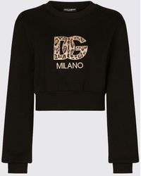 Dolce & Gabbana - Felpa in jersey con patch logo stampa animalier - Lyst