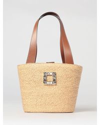 Roger Vivier - Viv' Skate Raffia Bag With Jewel Buckle - Lyst