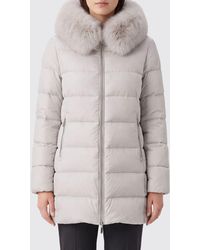 Moorer - Knee-Length Water-Repellent Quilted Nylon Down Jacket With Fur Collar - Lyst