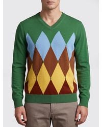 Ballantyne - Pullover Aus Baumwolle Und Kaschmir Mit Rautenmuster - Lyst