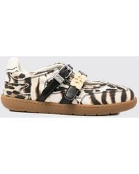 Ganni - Sporty Animalier Print Mary Jane Ballerina Flats With Butterfly Logo - Lyst