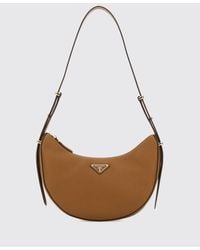 Prada - Leather Bag With Triangle Logo - Lyst