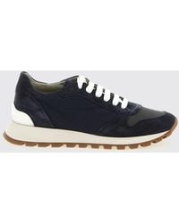 Brunello Cucinelli - Suede And Nylon Sneakers With Monile - Lyst