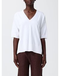 Kangra - Two-Tone Viscose Blend V-Neck Top - Lyst
