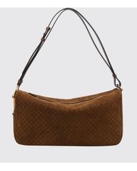 Gucci - Half Horsebit Suede Bag With Embossed Gg Monogram - Lyst