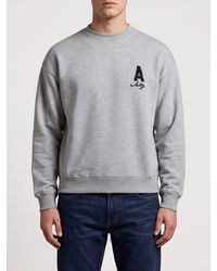 Autry - Cotton Crewneck Jumper With Contrast Logo And Dropped Shoulders - Lyst