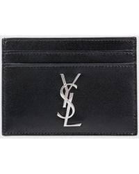 Saint Laurent - Flaches Kartenetui Cassandre Aus Kalbsleder Mit Ysl-Monogramm - Lyst