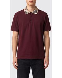 Burberry - Cotton Polo Shirt With Check Pattern Collar - Lyst
