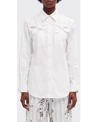 Moschino - Slim Fit Cotton Poplin Shirt With Bow-Detailed Collar - Lyst
