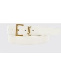 Saint Laurent - Cassandre 3 Cm Calfskin Leather Belt With Ysl Monogram - Lyst