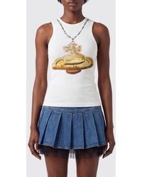 Vivienne Westwood - Slim Fit Viscose Jersey Tank Top With Contrast Orb Logo - Lyst