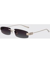 Balenciaga - Rectangular Aviator Metal Sunglasses With Monogram Logo - Lyst