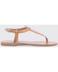 Ancient Greek Sandals - Leather Low-Heeled Thong Sandals With Ankle Strap - Lyst