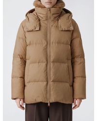 Yves Salomon - Short Quilted Nylon Down Jacket With Fur Collar - Lyst