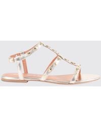 Via Roma 15 - Laminated Leather Sandals With Studs - Lyst