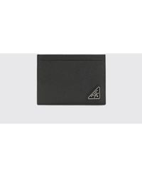 Prada - Calf Leather Card Holder With Triangle Logo - Lyst