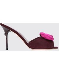 Roger Vivier - Epine Rose Embroidered Suede Stiletto Heel Mules Sandals - Lyst