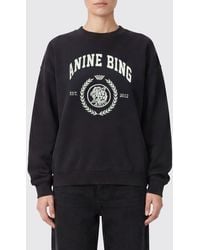 Anine Bing - Sudadera De Algodón Con Cuello Redondo, Logo Y Hombros Caídos - Lyst
