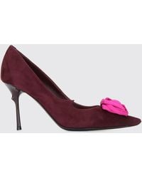 Roger Vivier - Rose Satin Pumps With High Heel And Embroidered Flower - Lyst