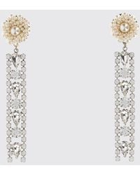 Alessandra Rich - Crystal-Embellished Metal Clip-On Dangle Earrings - Lyst