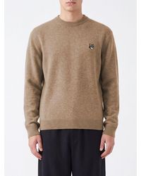 Maison Kitsuné - Maison Kitsun&Eacute Crewneck Wool Jumper With Chillax Fox Logo Patch - Lyst