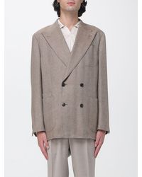Luciano Barbera - Double-Breasted Pure Cashmere Blazer With Chevron Pattern - Lyst