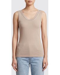 Brunello Cucinelli - Stretch Cotton Tank Top With Monile - Lyst