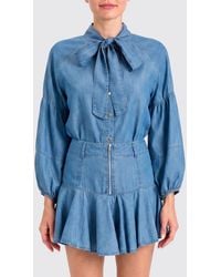 Twinset - Lyocell Shirt With Pussy-Bow Collar And Balloon Sleeves - Lyst