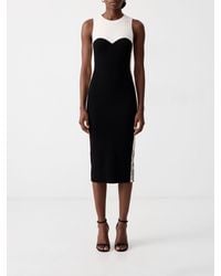 Elisabetta Franchi - Bicolour Print Off-The-Shoulder Sheath Midi Dress - Lyst