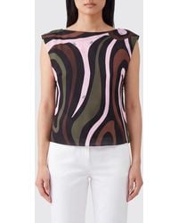 PUCCI - Abstract Print Silk Slim Fit Top With Boat Neck - Lyst