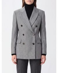 Brunello Cucinelli - Pinstripe Wool Short Double-Breasted Blazer With Sequins - Lyst