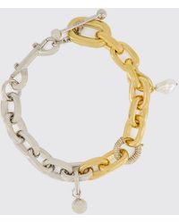 Rabanne - Armband Aus Silberfarbenem Messing Mit Charms Und Strassapplikation - Lyst