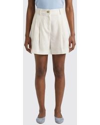 Genny - High-Waisted Linen Shorts With Pleats And Belt Loops - Lyst
