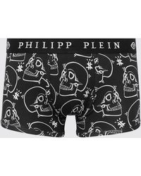 Philipp Plein - Stretch Cotton Blend Boxer Shorts With Skull Print - Lyst