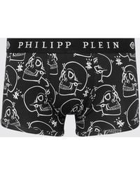 Philipp Plein - Stretch Cotton Blend Boxer Shorts With Skull Print - Lyst